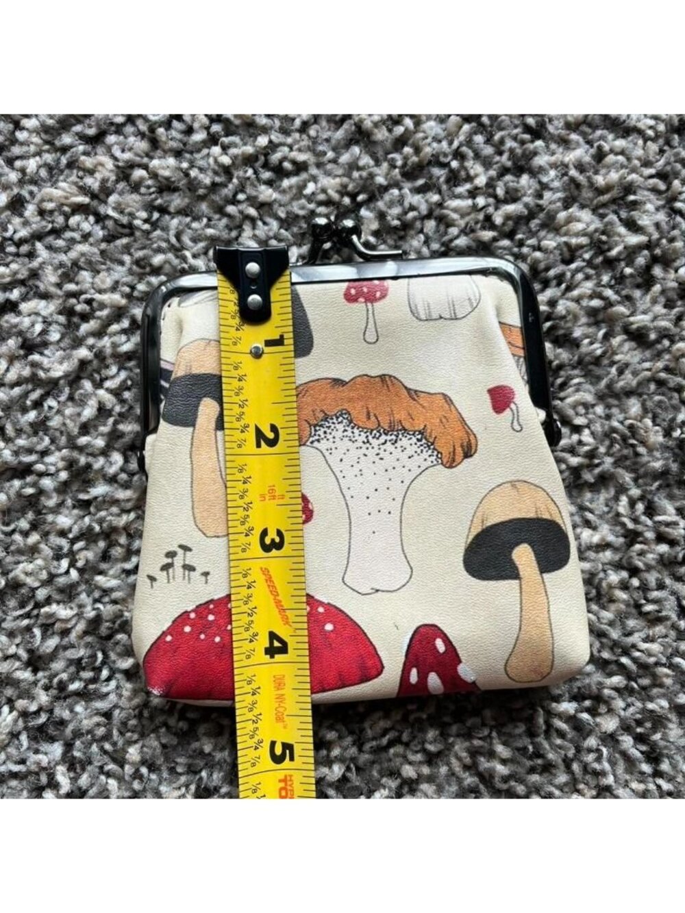 Mushroom Coin Purse Kisslock Closure Fairycore Coquette Kawaii Cottagecore - Picture 4 of 5